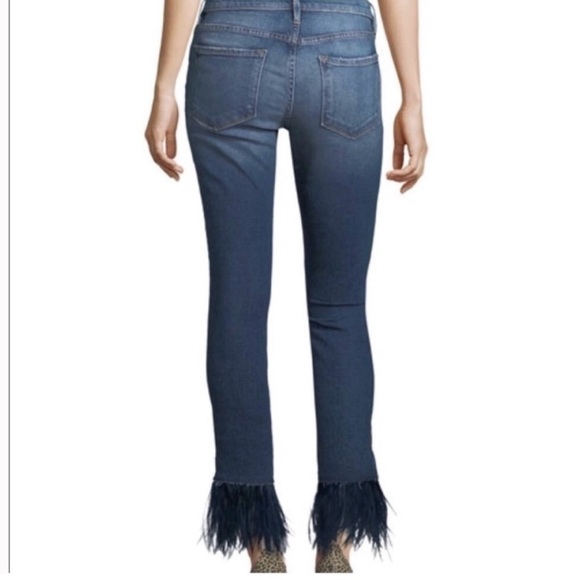 FRAME Denim Le Skinny de Jeanne Distressed Fringe Hem Jeans Size 27 - Picture 4 of 10